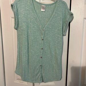 Mint Green Button-Up Women's Top